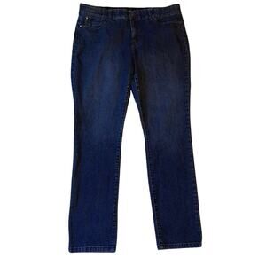 Jones New York Jeans Women Size 16 Blue Straight Leg Hi-Rise Stretch Dark Wash